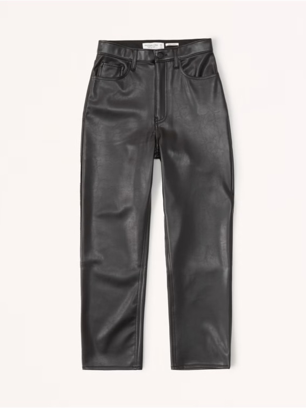 Abercrombie ultra high rise Vegan Leather Ankle Straight Pant